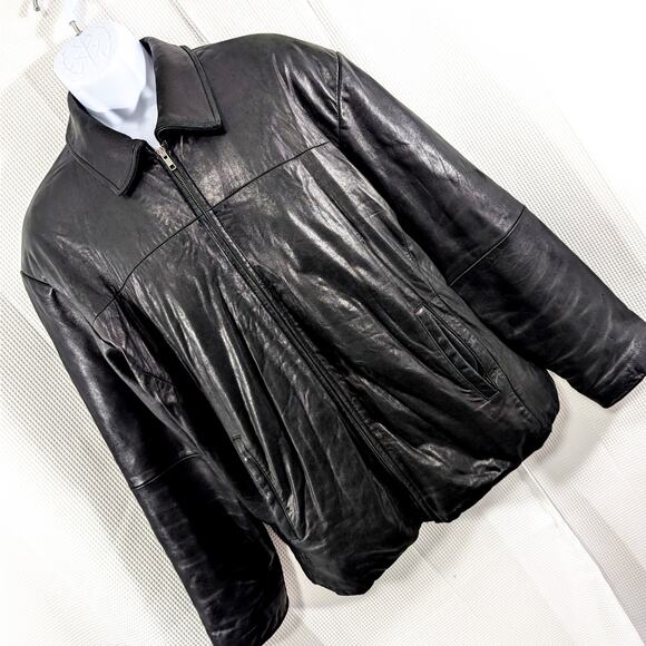 PROSHIELD SIGNATURE COLLECTION! SOFT LUXURIOUS BLACK CALFSKIN LEATHER COAT! SZ L